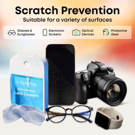 OPTIPAK I-Sparkle Anti-Reflective Lens Cleaner Spray kit | (1x) 1oz Glasses Cleaner Spray + (2X) Microfiber Cloth for Eyeglasses, Sunglasses, Lenses, Screens and Camera Cleaning Kit (3 Piece Set)