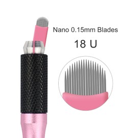 Pack of 50 Disposable Pink Microblading 0.15 mm Nano Needles Perfect for Hair Strokes Eyebrows Thinnest Needles on the Market (18U)