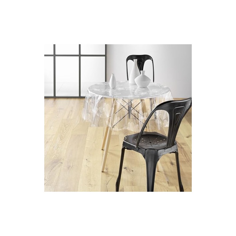 Douceur d'Intérieur, Danela 14/100E Tablecloth 14/100E Printed PVC White Crystal