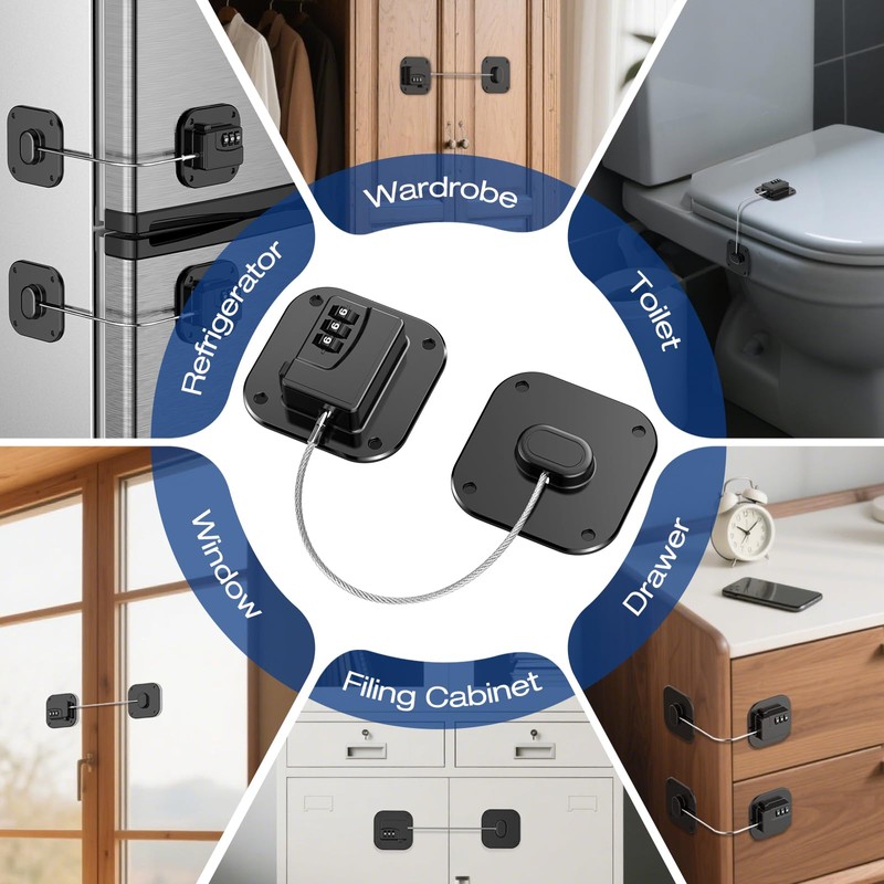 Fridge Refrigerator Lock with Combination, Heavy Duty Lock for Cabinet,