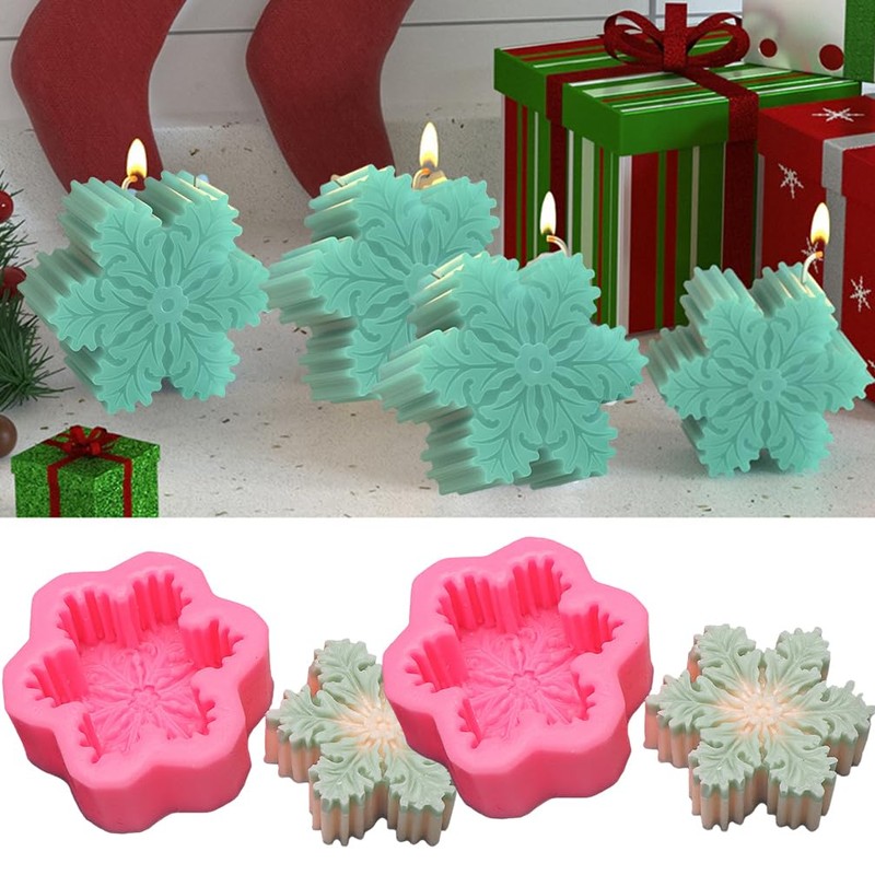 Christmas Silicone Snowflake Mold Candle Soap, DIY Aromatherapy Plaster Candle