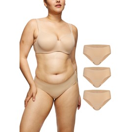 STRAWBERRY WEEKS LEAKPROOF2.0 Seamless Bikini Period Underwear for Women | Period Panties Holds 6 Tampons | Incontinence Leak Proof Underwear (S/M,3-Beige)