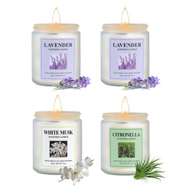 GITRANG Aromatherapy Candles for Bedrooms Yoga Rooms Lounges Gardens Birthday Valentine and Anniversary, 30 oz 200 Hour Home Candle Set, Lavender Citronella White Musk Scented Candle Set, Pack of 4