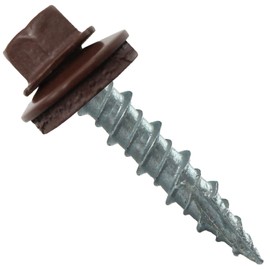Metal Roofing Screws: (250) 10 x 1 Brown Hex Head Sheet Metal Roof Screw. Self Starting Metal to Wood siding Screws. EPDM Washer. Colored Head
