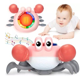 TooyBing light up walking Musical Crawling Crab Baby Toy Toys for 6-12 Months Boy Pink