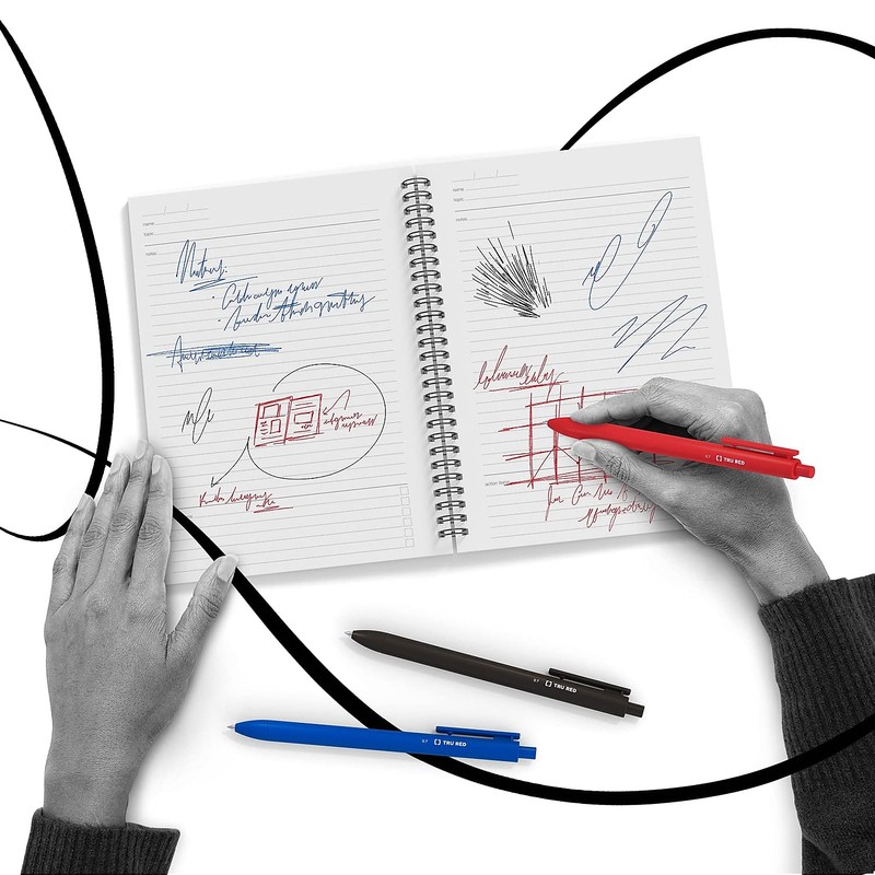 TRU RED Staples Retractable Quick Dry Gel Pens, Medium Point,