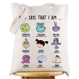 WZMPA Mike & Sully Tote Bag Monster Movie Fans Gift Boo & Roz & Celia Reusable Grocery Bag Mike & Sully Merchandise (God Says Monster TG)