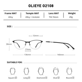 OLIEYE Cat Eye Reading Glasses For Women Retro Design Reader Computer Glasses with Spring Hinges