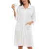 Lovasy Summer Ladies Zip Dressing Gowns,White,S