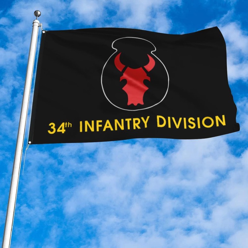Fyon 34th Infantry Division flag banner with 2 Grommets (3x5Feet)