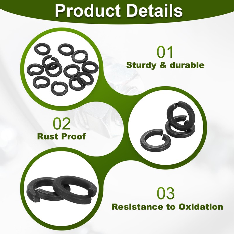 PATIKIL 50 Pcs Split Lock Washer, M8 Spring Lock Washer