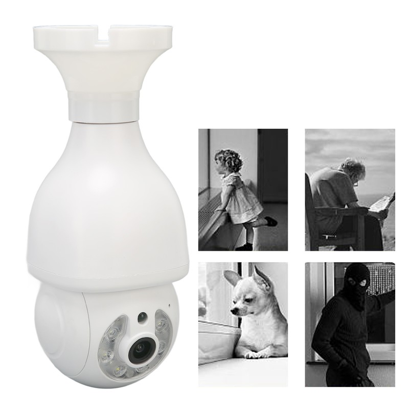 WiFi Security Camera 1080P Night Vision Motion Detection E27 Screw