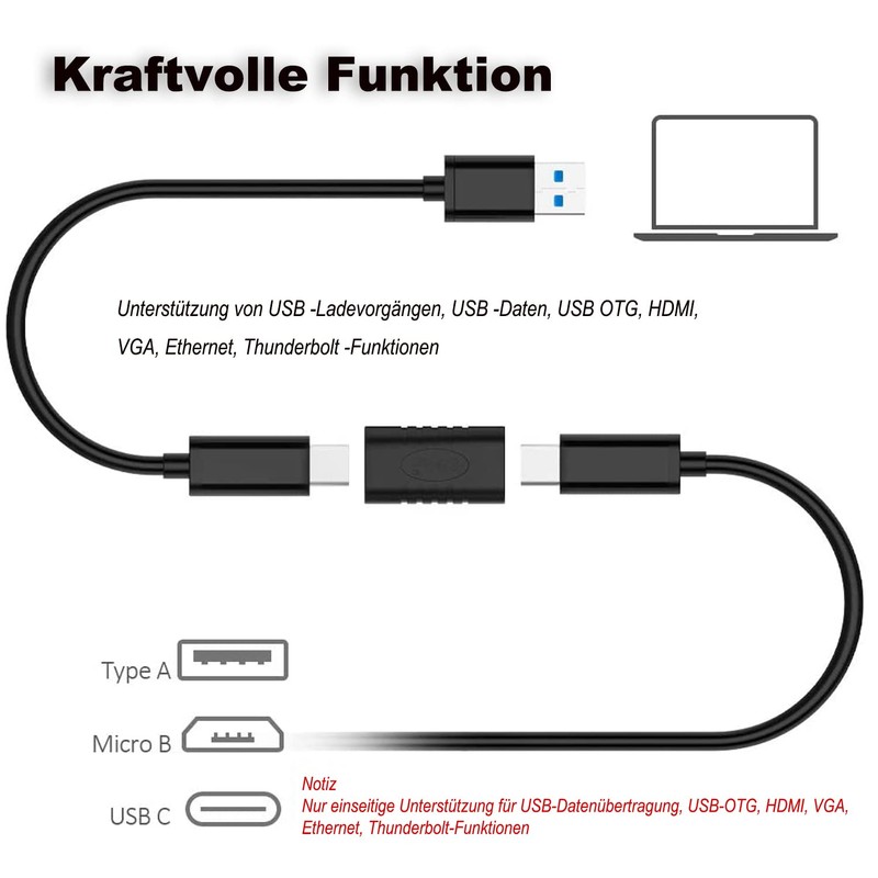 VMOJO USB C Adapter Female to Female USB C Coupler