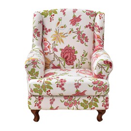 CRFATOP Wingback Chair Covers 2 Pieces Stretch Printed Wing Back Chair Cover Sofa Slipcover Washable Wingback Armchair Slipcovers Furniture Protector with Elastic Bottom for Wingback Chairs,A56