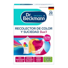 Dr. Beckmann, Recolector de Color y Suciedad, Toallitas para Evitar la Transferencia de Colores, Lava Todos los Colores Juntos, para Todo Tipo de Lavadoras Calidad Alemana, Caja con 20 Toallitas