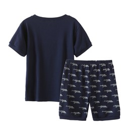 MyFav Big Boys Pajamas 2 Piece Short PJS Cute Cartoon Sleepwear Navy, 10Y