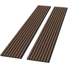 FurniFusion Acoustic Wood Wall Panels, 2 Pack 94.49” x 12.6” Soundproof Wall Panels, Wood Slat Wall Panels for Wall Decor (Walnut)