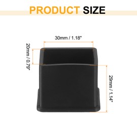 sourcing map Rubber Furniture Leg Caps, 8Pcs 20x30mm Rectangle Chair Leg Tips Caps, Furniture Foot End Caps Covers Floor Protectors for Table, Chair, Machinery Equipment Feet (Black)