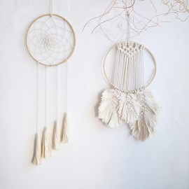 EXCEART 12pcs Wooden Bamboo Dreamcatcher Rings Hoops Macrame Hoops Ring Wedding Wreath DecorDIY craft Dream Catcher Crafts 10cm