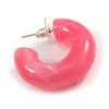 Small Acrylic Thick Half Hoop Earrings with Marble effect in