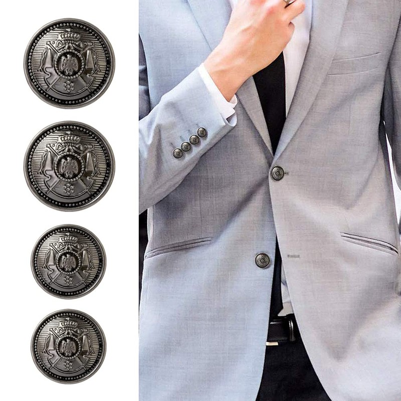 Samcos Button for Blazer, Set of 11, Antique Metal Buttons,