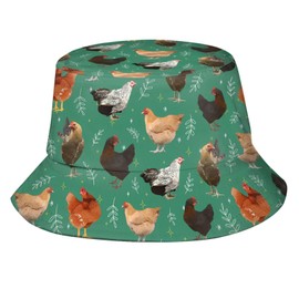 Funny Chicken Bucket Hat, Unisex Summer Sun Hat Packable Beach Travel Fisherman Cap for Women Men