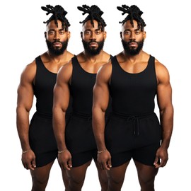 Ekkovision Beaters, Men's Tank Tops, Cotton Spandex Blend Tanks Tops for Men, Comfortable, Durable & Stylish Ribbed Fabric, Ideal Fit for Gym or Casual Wear, 3 Pack, Black, Size 2XL (Please Size UP)