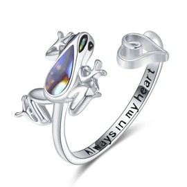 Palpitate Frog Rings 925 Sterling Silver Open Animal Heart Adjustable Rings Frog Gifts Jewelry for Women Wife Mom Her