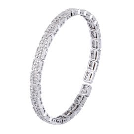 Ever Faith Full Pave CZ Wedding Simple Square Shape Adjustable Cuff Bracelet Clear Silver-Tone