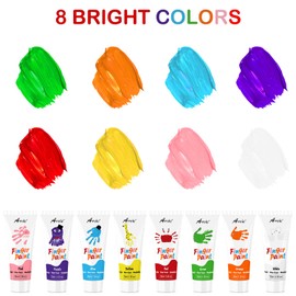 AROIC AROIC 8PCS Washable Finger Paint for Kids, Non-Toxic Finger Paint 8Colors, Art Painting Supplies for Toddlers, Finger Painting Supplies for Kids Boys Girls Gifts, Hand Painting DIY Crafts