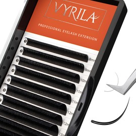Eyelash Extension-VYRILA Cashmere Volume Lash Extensions D CC Curl 0.03-0.05mm thickness,Matte Black Soft Individual Lashes, Professional Lash Supplies for Eyelash Tech (D 0.03 8-16mm)