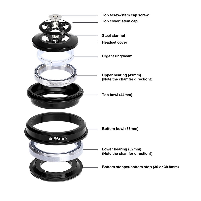 Bicycle Front Fork Bowl Set Aluminum Alloy Dual Bearings Mountain