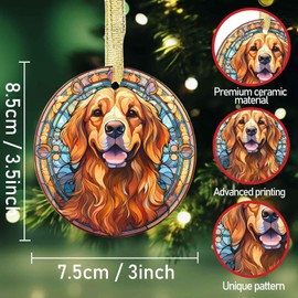 Round Ceramic Dog Christmas Tree Ornaments - Holidays Hanging Gifts for Dog Lovers