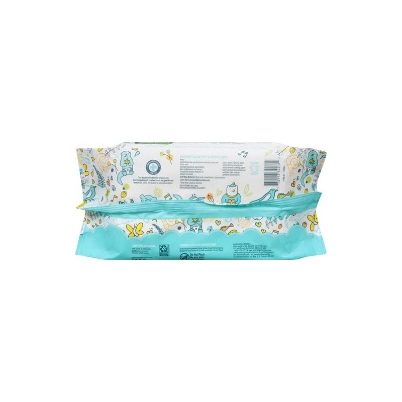Seventh Generation Baby Wipes Unscented 64 Count Gentle Hypoallergenic Care
