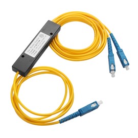 YAODHAOD Optical Splitter, SC/UPC LC/UPC FC/UPC Fibre Optic PLC Splitter (Fiber Splitter) Simplex Singlemode, 1X2, for CATV, FTTH, FOS (Yellow, SC/UPC)
