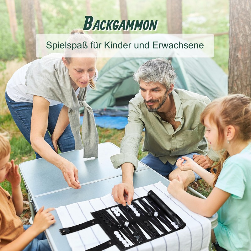 Relaxdays Backgammon Travel Game Roll Up with Accessories Playing Field
