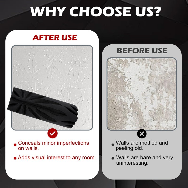 Drywall Texture Roller 9-inch Crow's Foot Pattern Paint Roller for