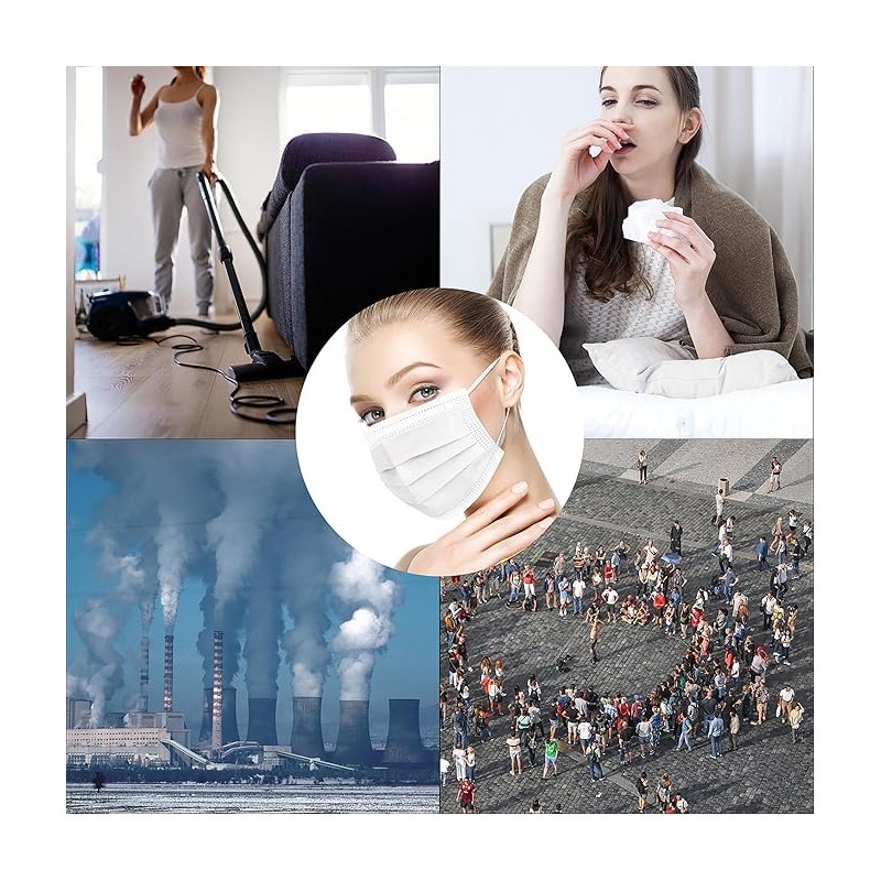50Pcs Disposable Face Masks，3-Ply Breathable Protection Mask for Adults, Daily