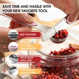 Spring Chef Magnetic Measuring Spoons Set, Dual Sided, Stainless Steel, Fits in Spice Jars, Pink Lemonade, Set of 8, 2 Pack