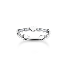 THOMAS SABO Women's Ring Pave with Hearts, Sterling Silver, Cubic Zirconia