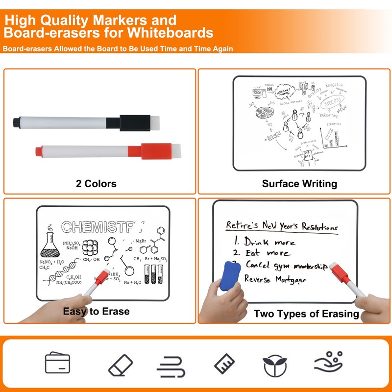 A4 Whiteboard, Hiziwimi 2Pcs 30X21cm Dry Erase Mini Whiteboards, A4