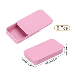 uxcell 6pcs Metal Tin Box, 2.4x1.3x0.4 Mini Portable Rectangular Empty Tinplate Small Storage Container Airtight Tins with Lids for Candy Favors Crafts Christmas Gifts, Pink