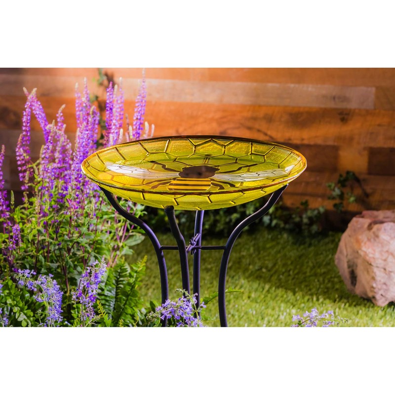 Evergreen Garden Beautiful Summer Bumble Bee Outdoor 18 inch Glass