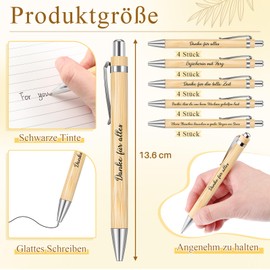 Tenare Pack of 20 Wooden Retractable Ballpoint Pens with Engraving Saying Danke Dass du Uns beim Wachsen Gehelfen Hast Erzieherin with Heart Wooden Retractable Ballpoint Pen for Teachers