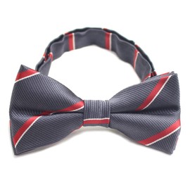 CUFFSMANIA Bowtie, One-Touch, Hook Type, Easy Installation, For Men, Men, Gentlemen, Gray, Red, White, Border, Bowtie, gray