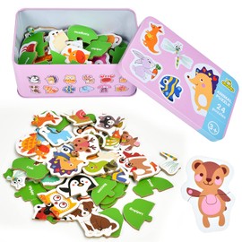 EKKONG Children's Puzzle, Wooden Toy for Children, Wooden Puzzle from 2 3 4 5 Years, Montessori Toy for Christmas, Birthday, Children's Day (Pack of 24)