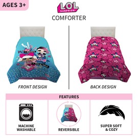 Franco Kids Bedding Super Soft Reversible Comforter, Twin/Full, L.O.L. Surprise