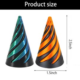 2 Pcs Spiral Cone Fidget Toy,3D Printed Impossible Spiral Cone Pyramid Fidgets Toys,Fun Pass Through Anxiety Stress Relief Snapper Toy for Home Office Desk Decor Souvenir Gifts,Improve Concentration