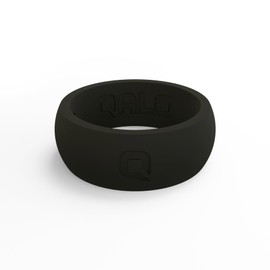 QALO Men's Classic Q2X Rubber Silicone Ring, Rubber Wedding Band, Breathable, Durable Rubber Wedding Ring for Men, 8.5mm Wide 2.5mm Thick, Black, Size 12