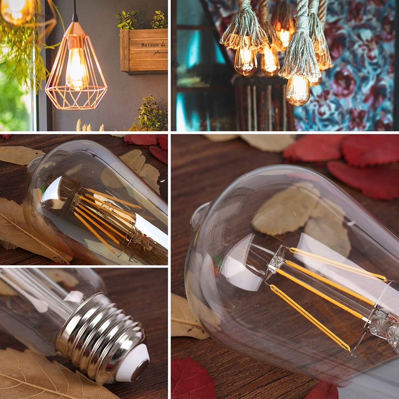 New Lights Vintage LED Edison Bulb, ST19 6W Dimmable LED